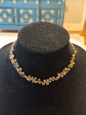 Vintage Mary Millsaps Tan Brown Beaded Choker Collar Statement Necklace